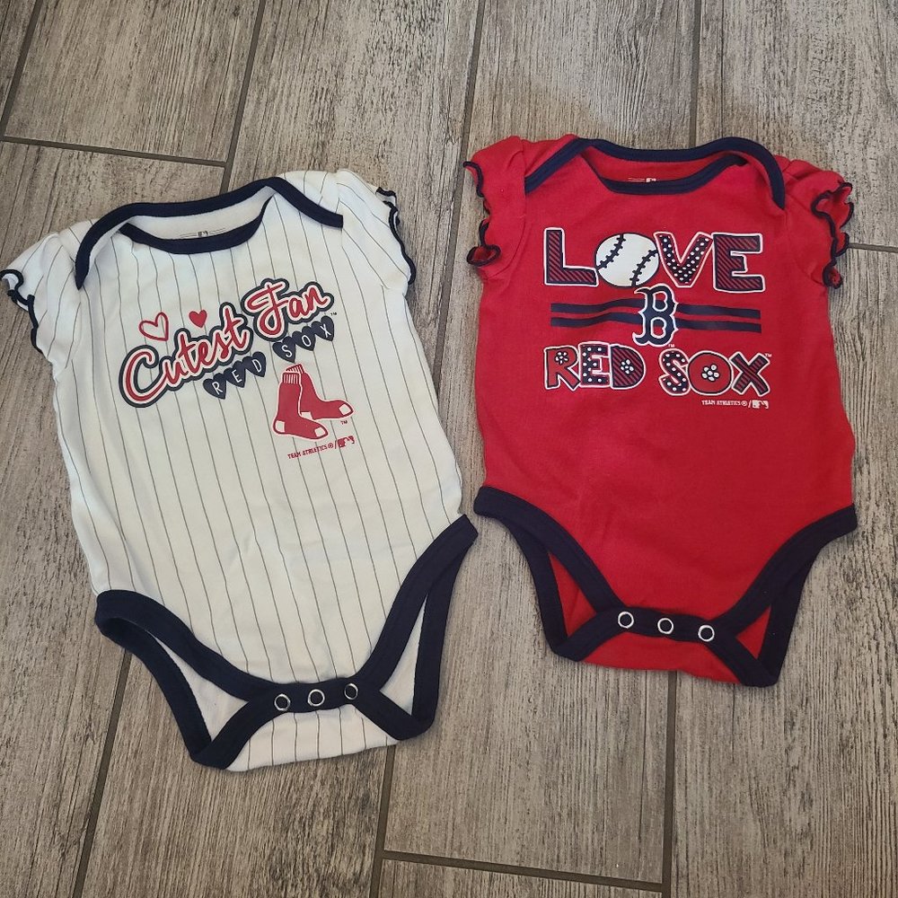 🏷 3/$15 or 5/$20 MLB Boston Red Sox baby onesies red white 3-6M